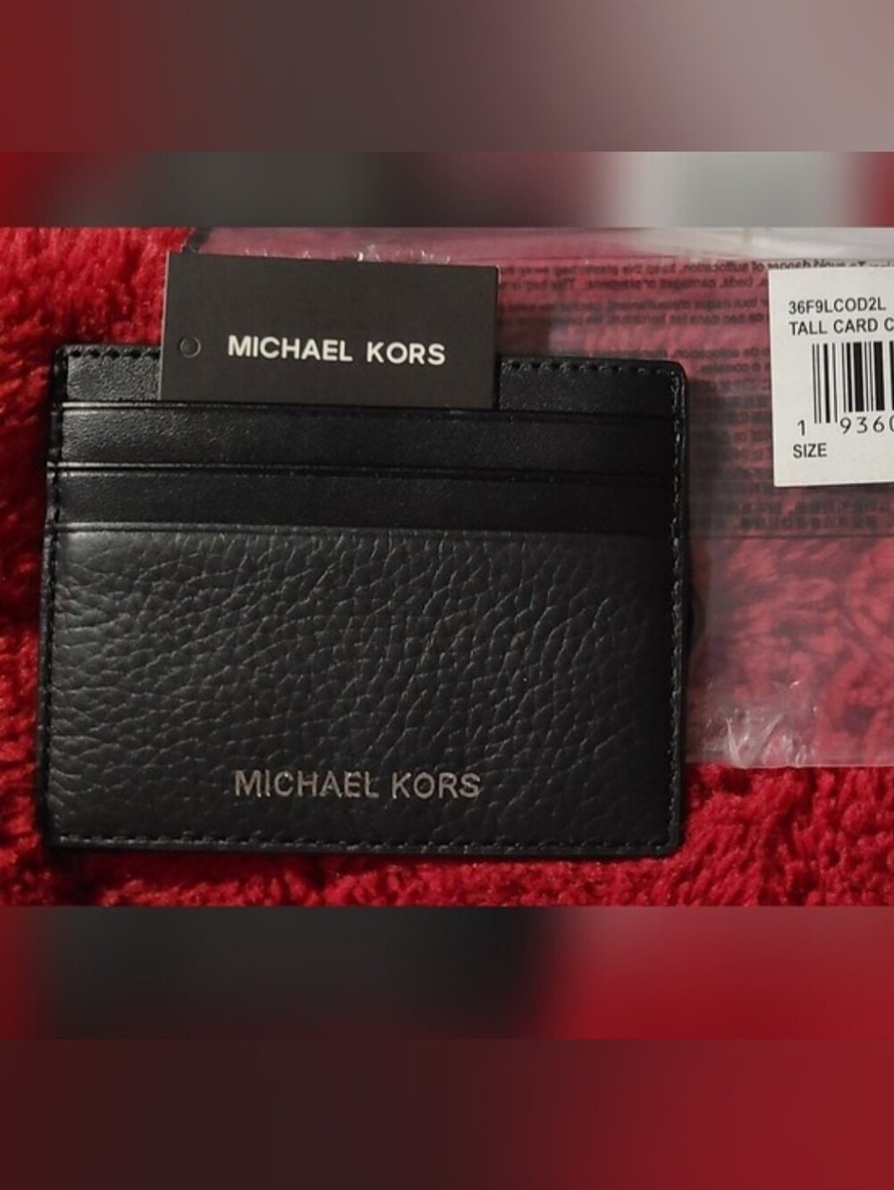 Michael Kors Black Leather Card Holder W/6 Card Slots Top Slit. Authentic & New